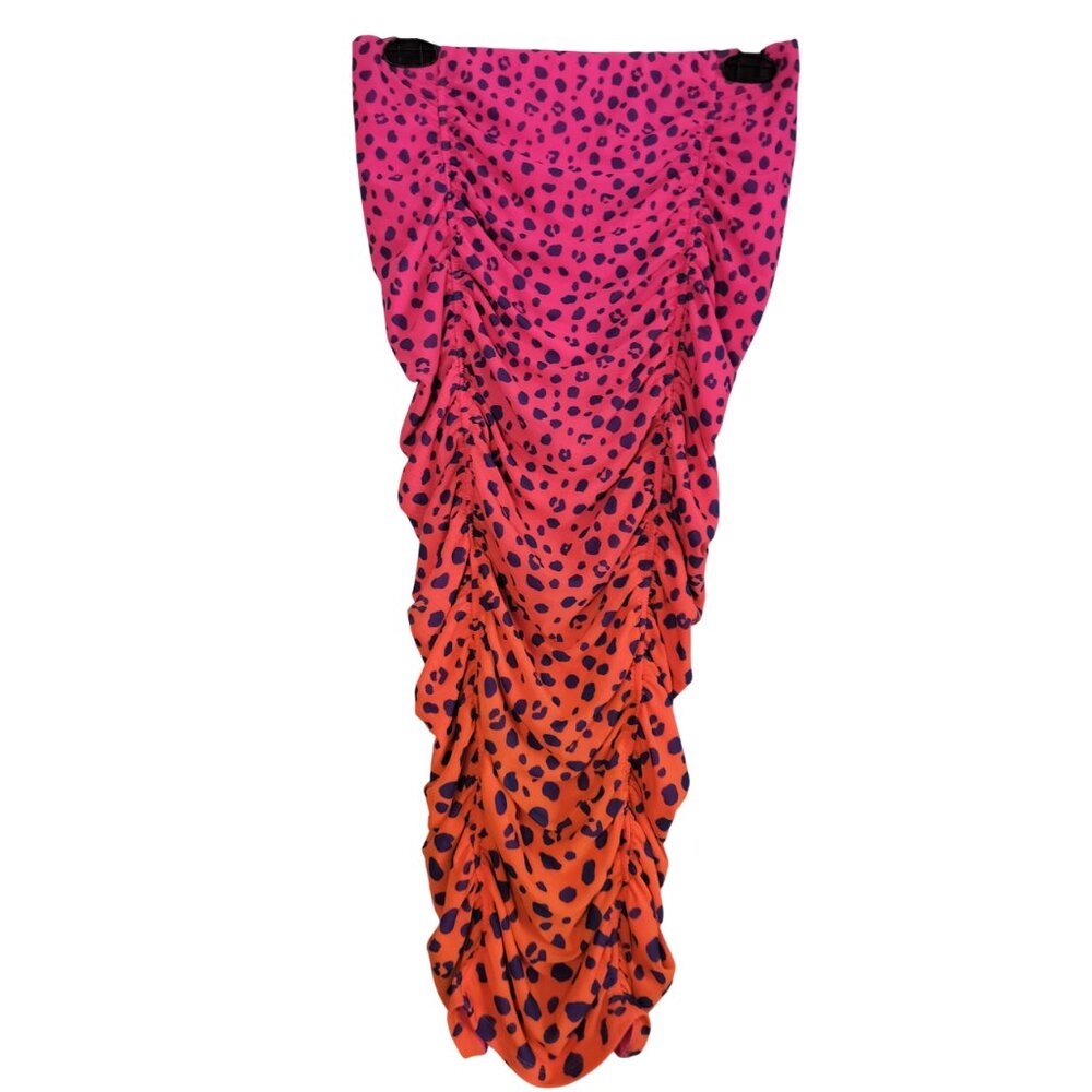AFRM Strapless MINI Dress Size S/P Pink to Orange Lepard gradient Ruching - Picture 2 of 8